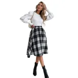 High Waisted A Line Plaid Skirt Fashionable Versatile Elegant Perfect for Casual or Office Wear