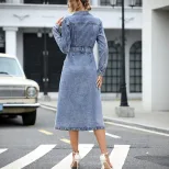 Casual Denim Dress for Women Waist Defining Stylish Comfortable Perfect for Everyday Wear Ready
