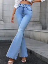 High Waisted Slim Fit Flared Jeans Womens Casual Denim Trousers Stylish and Comfortable Ready to