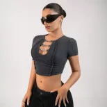 Trendy Womens Crop Top Short Sleeve Stylish Design Breathable Fabric Spring Summer Fashion Whole