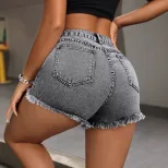 High Waisted Ripped Denim Shorts Womens Casual Style Trendy European and American Fashion Wholes