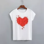 Womens Casual Heart Print T Shirt Comfortable Stylish Spring Summer Wholesale Available custom p