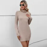Knit High Neck Backless Dress Elegant Commuter Style Sexy Silhouette Comfortable Fabric Perfect