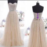 Elegant Strapless Tulle Dress Sexy Design Evening Gown Available in Various Sizes Ready to Ship