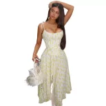 Bohemian Floral Print Maxi Dress Strapless Waist Cinching Backless Slim Fit Perfect for Outdoor