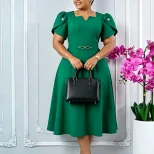 Plus Size Elegant High Waist Dress Summer Fashion African Print Comfortable Fabric Wholesale Ava