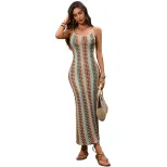 Strapless Bodycon Dress Ethnic Striped Knit Vacation Style Summer Wear Wholesale Available fast