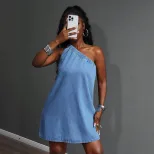 Casual Summer Denim Dress for Women Comfortable Fit Stylish Design Versatile Use Ready to Ship L