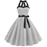 Polka Dot Maxi Dress Strapless Fitted Waist Vintage Style Perfect for Parties and Events Wholesa
