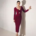 Elegant Deep V Neck Hollow Out Top Slim Fit Sexy Design Perfect for Parties Wholesale Available