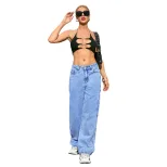 High Waisted Loose Fit Denim Trousers Slimming Casual Trendy Womens Fashion for Everyday Wear Wh