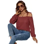 Summer Loose Knit Top Round Neck Long Sleeve Lightweight Fabric Casual Wear for Women Wholesale