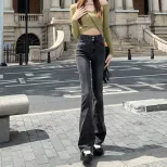 欧洲站喇叭牛仔裤女2023春秋新款学生时尚百搭显瘦休闲直筒长裤潮