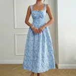 Floral A Line Dress Sweet and Fresh Design Sleeveless Waist Defined Summer Style Wholesale Avail