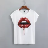 Casual Graphic T Shirt Sexy Lip Print Versatile Style Comfortable Fabric Perfect for Everyday We
