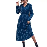 Klein Blue Long Sleeve Dress Elegant Design Comfortable Fit Versatile Style Perfect for Parties