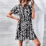 V Neck Floral Print High Waisted Dress Elegant Design Comfortable Fabric Perfect for Summer Even