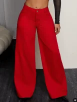 High Waisted Loose Fit Denim Trousers Casual Style Comfortable Fabric Versatile for Everyday Wea