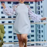 Womens Fashion Dress Loose Fit Mesh Paneling Trendy Design Suitable for Casual Wear Wholesale Av