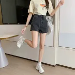 阔腿牛仔裤女2023年夏季新款韩版小个子高腰显瘦短裤Chic港味裤子