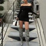 Off Shoulder Bodycon Dress High Waist Sexy Fit Spring Summer Style Perfect for Parties and Night