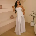 A Line Strapless Dress Sheer Design Waist Defining Slim Fit Casual or Party Wear Wholesale Avail