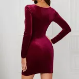 Velvet Bodycon Mini Dress Slimming Fit Waist Cinching Elegant Gold Lurex Perfect for Parties and
