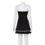 Summer French Sweetheart Off Shoulder A Line Mini Dress High Waist Slim Fit Spaghetti Straps Cas