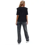 Casual Letter Print T Shirt Short Sleeve Shoulder Pads Trendy Design Versatile for Everyday Wear