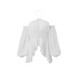 Off Shoulder Ruffled Blouse Slim Fit Lantern Sleeves Wrinkled Fabric Spring Fashion Wholesale Av
