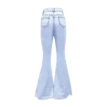 Womens Stretchy Flared Pearl Studded Denim Jeans Versatile Casual Style Perfect for Everyday Wea
