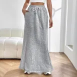 Casual A Line Midi Skirt Simple Design Versatile Style Spring Summer Wear Wholesale Available