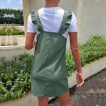 Summer Ruffle Hem Sleeveless Dress Solid Color Fashionable Design Comfortable Fit Perfect for Ca