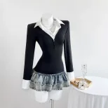 Summer Womens Fashion V Neck Long Sleeve Top Slim Fit Versatile Style Lightweight Fabric Ready t