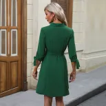 Casual Shirt Dress Solid Color Long Sleeve Lightweight Fabric Early Autumn Wear Wholesale Availa