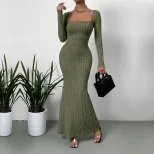Off Shoulder Maxi Dress Slim Fit Ankle Length Spring Summer Vacation Style Wholesale Available