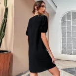 Summer Casual Loose Black Cotton Linen Dress Simple Retro Style Perfect for Everyday Wear Wholes