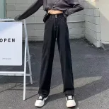 高腰阔腿牛仔裤女2023春秋新款小个子宽松大码显瘦垂感拖地直筒裤