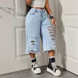 Casual Womens Denim Capris Summer Style Trendy Fit Comfortable Fabric Ready to Ship Low MOQ