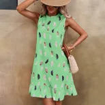 Loose Floral Print Sleeveless Dress Comfortable Fit Lightweight Fabric Summer Style Available fo