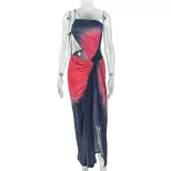 Asymmetrical Floral Print Bodycon Dress Sexy Off Shoulder Ruched Design High Slit Perfect for Pa