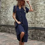 Casual Midi Dress Simple Design Comfortable Fit Summer Style Perfect for Work or Leisure Wholesa