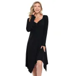 Casual High Waisted Midi Dress Simple Design Irregular Hem Versatile for Spring Summer Perfect f