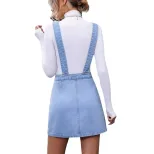 Fashionable Denim Backless Suspender Dress Versatile Style Trendy Design Perfect for Casual Outi