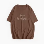 Womens Summer Loose Fit Cotton T Shirt Graphic Print Round Neck Short Sleeve Casual Wear Wholesa