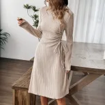Casual Womens Dress Fashionable Slim Fit Versatile Mid Length Spring Summer Collection Wholesale