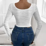 Elegant Long Sleeve T Shirt Slim Fit Solid Color Soft Fabric Casual Wear or Layering Wholesale A