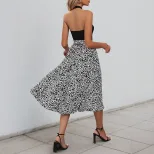 Sleeveless Color Block Dress Black and White Floral Print Elegant Casual Wear for Summer Wholesa