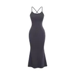 Cross Back Bodycon Dress Sexy Mermaid Hem Spaghetti Straps Summer Style Wholesale Available OEM