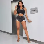 Womens Distressed Denim Shorts Sexy Trendy Low Rise Casual Summer Wear Wholesale Available